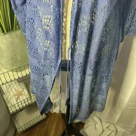 UGG Australia Womens S Blue Open Knit Robe Wrap Kimono Beach Cover Up - Picture 3 of 13